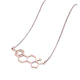 Unclockable HRT Estrogen Molecule Necklace - Estrogen Pill Molecule for Transgender Women (Rose Gold)