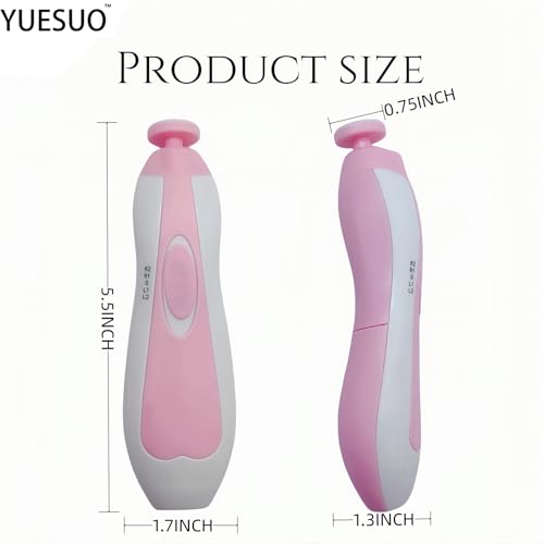 YUESUO Baby Nail Trimmer File with Light,Baby Electric Nail File for Newborn Infant Toddler Kids Adult,Battery Operated (AA) (Pink) - Image 3