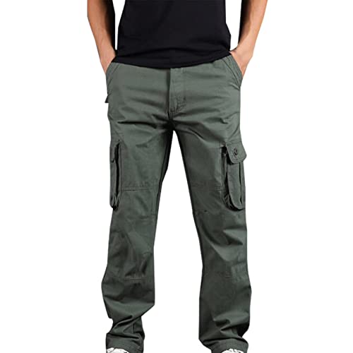 Mens Straight Cargo Trousers Bootcut Military Tactical Battle Bootleg Pants Casual Loose Ripstop Wide Leg Cargo Pants