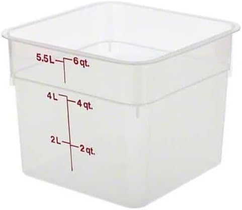 Food Storage Container - Classic Series Square - 6 QT (Quart) - Commercial Grade for Food Prep (Translucent)