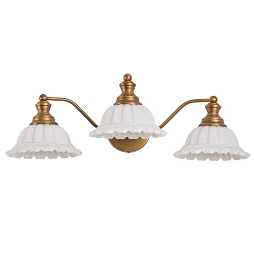 Image of XIEDUN Bathroom Vanity Light White 3 Light Bathroom Light Fixtures