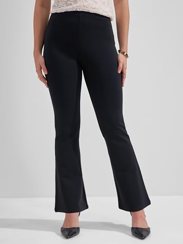 Image of Tokyo Talkies Women Mid Rise Boot Cut Trouser | Stretchable Formal Wear