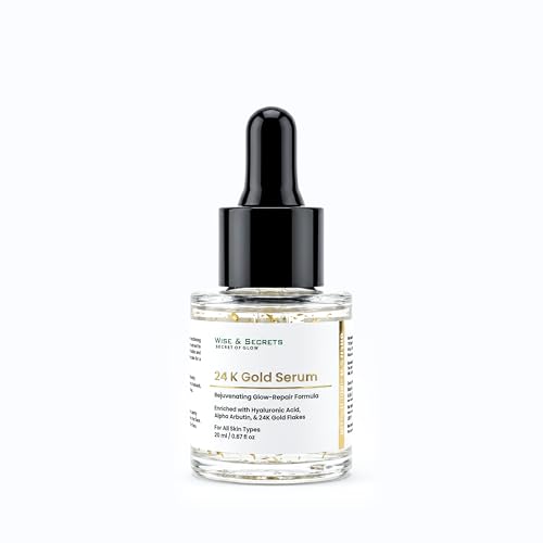 Image of WISE & SECRETS 24K Gold Hyaluronic & Anti Aging Premier Serum Helps to Remove Wrinkles | Brighten & Whitening Serum | A Youthful-looking Glow - 20 ml