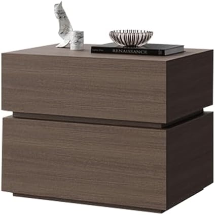 Modern Minimalist Wood Bedside Table - 2 Drawer Nightstand, Space-Saving Side Table for Living Room & Bedroom - Stylish White Finish (50cm)