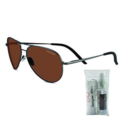 Serengeti Carrara 59MM Aviator Sunglasses For Men +BUNDLE with ACCESSORY EYEWEAR KIT2