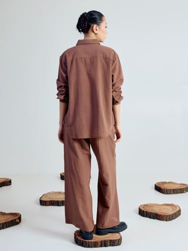 Image of FIORRA Women's Linen-Blend Loose Relaxed Fit Co-Ord Set