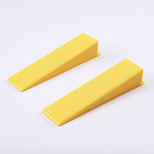300 Pcs Reusable Leveling Wedges, Tile Leveling System Wedges For 1/8" spacers, 1/16" spacers, 1/32" spacers and Tile Leveling System Kit,for Tile Leveler Installation (300, Yellow)