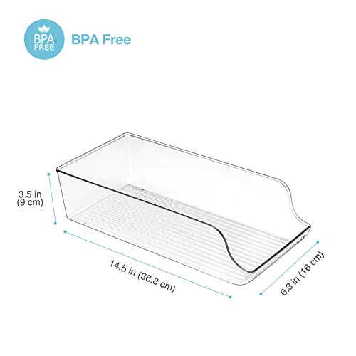 Puricon 2 Pack Refrigerator Organizer Bins Can Dispenser Storage Holder, Soda Beverage Canned Food Container Bin Clear Plastic Pantry Storage Rack For Fridge Kitchen Countertops Cabinets -Skinny Can #TOP4