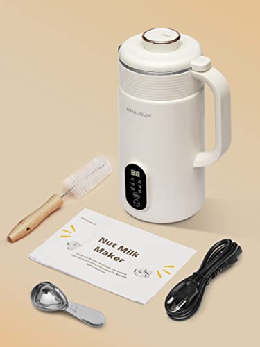Geniuslix Automatic Nut Milk Maker Machine For Homemade, Plant-Based Milk With Auto Clean & Temperature Control Soy Milk Maker, Non-Dairy Beverages- Oat/Coconut/Cashew/ Almond Cow Milk Machine Maker With Nut Bag Strainer #TOP5