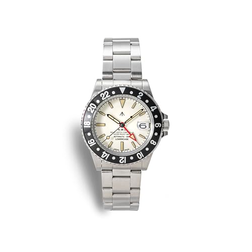 NAVAL WATCH Produced by LOWERCASEFFRXD002 GMT Ivory-White dial/BK bezel / 3 links S/S metal band
