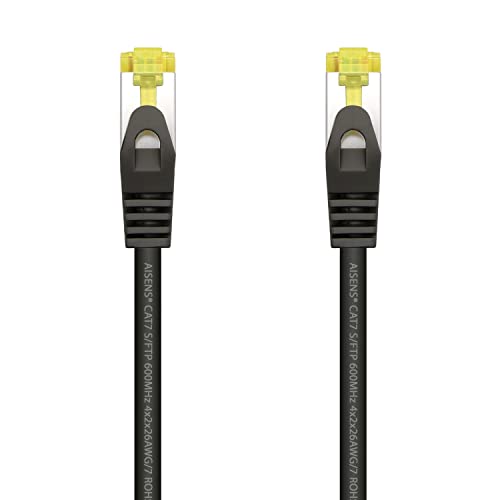 AISENS Cable De Red Latiguillo RJ45 LSZH Cat.7 600 MHz S/FTP PIMF AWG26. Negro. 25 cm