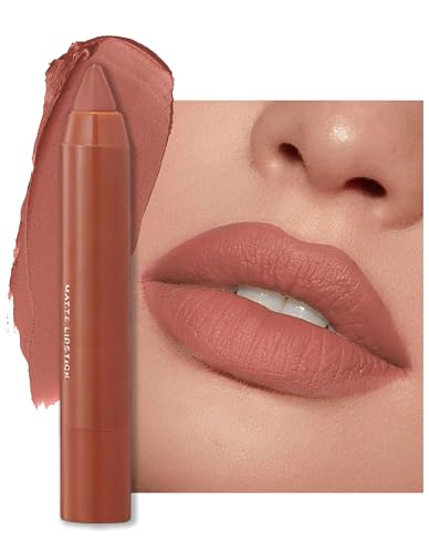 Erinde Lápiz de Labial 2 en 1 mate y delineador de labios, labial permanente larga duración 12 H, resistente al agua y al agua, esmalte de labios de terciopelo de larga duración, hidratante