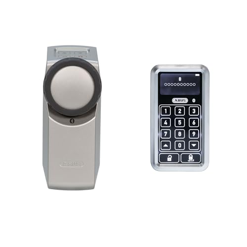 ABUS HomeTec Pro Bluetooth® CFA3100 - Elektronisches Türschloss Silber und ABUS HomeTec Pro Bluetooth-Tastatur CFT3100 Für Den HomeTec Pro Bluetooth-Türschlossantrieb CFA3100 Silber - Set