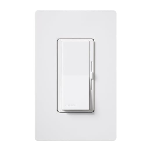 Lutron Diva Dimmer for Incandescent and Halogen, 600-Watt, Single-Pole, with Wallplate, DVW-600PH-WH, White