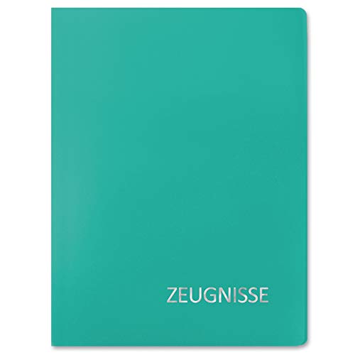 ROTH Zeugnismappe Basic - Türkis - mit 20 Klarsichthüllen DIN A4 für bis zu 40 Zeugnisse, Urkunden und Dokumente, Dokumentenmappe dokumentenecht mit fest eingebundenen Einlagen