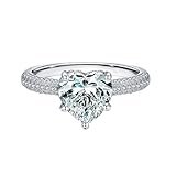 RDSGYZ Anillo de oro blanco 375 585 750 para mujer, alianzas de boda con corazón con moissanita, anillos de boda, anillos de boda, tallas 50-62, Metales preciosos, Moissanita Sin gemas