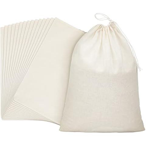 Pangda 15 Pcs Muslin Bags 8x10 Inches, Cotton Drawstring Bag Fabric Gift Pouches Bulk Sachet Reusable Grocery Bags for Jewelry Party Favors Wrapping Home Storage DIY Craft Cover