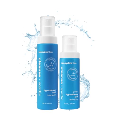 Honeydew Labs Hypochlorous Acid Spray – HOCl Face & Body Mist for Acne, Eczema & Irritation – Multi-Purpose Skin Repair – Eyelid Cleanser, Post-Workout/Procedure, Scalp & Sensitive Skin (2 oz+6.8 oz)