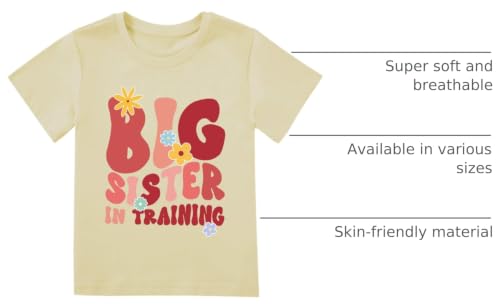 Image of Big Sister Announcement T Shirt Toddler Girls Promoted to Big Sister Tees Outfits 1-7 Years
