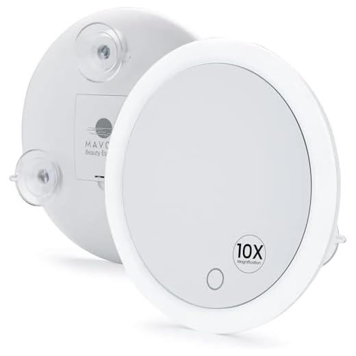 LED Vergrößerungsspiegel mit Saugnäpfen - Dreifacher Saugnapf zum Aufkleben auf LED Beleuchteten Schminkspiegel mit 10-facher Vergrößerung. Tragbarer Reise-Kosmetikspiegel Vergrößerter Kosmetikspiegel