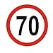 Generico 1 adesivo – Velocità massima ammissibile 70 km/h (R62/n. 70) W (10 x 10 cm).