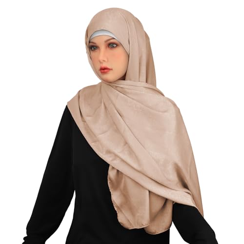 BXT Women Muslim Heardscarf Thin Silk-like Arabic Ramadan Hijab Islamic Long Scarf Wrap Middle East Scarves Shawl4