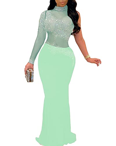 Image of PORRCEY Women's Sexy Elegant Rhinestone Bodycon Dress Hot Drilling Clubwear