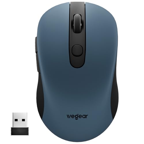 Image of wegear USB Wireless Mouse for Laptop PC Mac, 2.4GHz Cordless Mouse with 6 Buttons, 5-Level Adjustable 4000 DPI, Ergonomic Portable Optical Computer Mice, 24-Month Battery Life-Blue