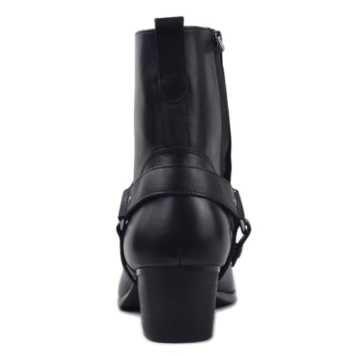 Image of Dress Boot for Men Heels Casual Chelsea Combat Ankle Chukka Boots Zipper Black JY002