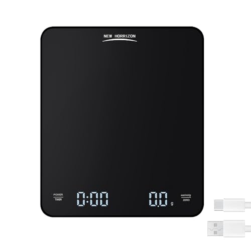 Image of New Horrizon Digital Scales, Kitchen Scales Digital, Pocket Scales, 0.01g x 500g, Food Scale LCD Display, Jewellery Scales Weighing Scales Kitchen (0.1g x 3000g)