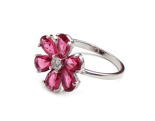 Image of Sterling Silver Ruby Ring for Women /Girls, 925 Stamp And Certificate Of Authenticity, Size 12