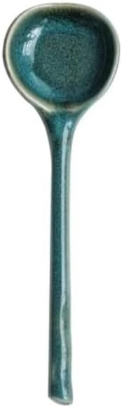 Ceramic Soup Spoon,Ramen Noodle Soup Spoons， 5pcs Antique Long-handle Spoon Ceramic Dinner Spoon Creative Round Spoon Multi-function Dessert Spoon Serving spoon(Blue)