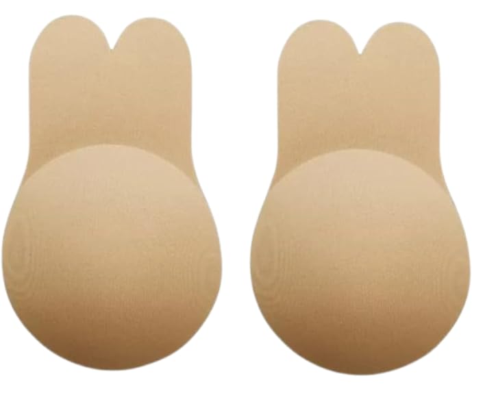 Rabbit Ear Adhesive Silicone Lift Bra - Instant Breast Lift Tape & Reusable Nipple Covers - Invisible Strapless Backless Pasties for Women - Waterproof & Breathable Nude-image-31