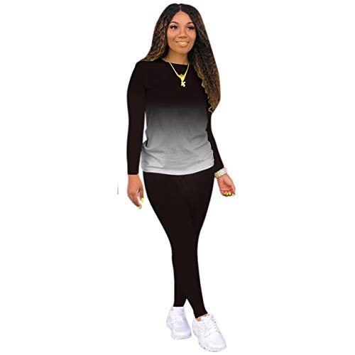 Tie Dye Sweatsuit For Women 2 Piece Outfits Plus Size Casual Long Sleeve Tops And Pants Jogging Suits Loungewear Sets Black Xl #TOP3