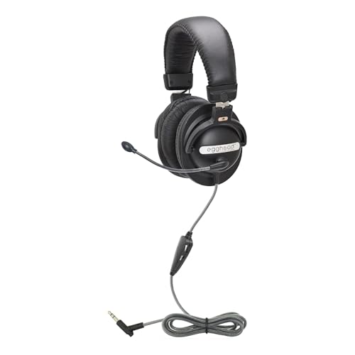 Image of Egghead Audio Enhanced Deluxe Headphone with 40mm NdFeb Speakers, Leatherette Ear Cushions, Pivoting Earcups, Adjustable Headband, and Tangle-Free Cord, Pack of 10