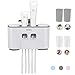 MHTECH Automatischer Zahnpastaspender Und Zahnbürstenhalter Enthält 2 Zahnpasta Squeezers ,4 Tassen,Kann 5 Zahnbürsten platzieren, Geeignet für alle Arten von Zahnbürsten den - Set mit Wand Montiert