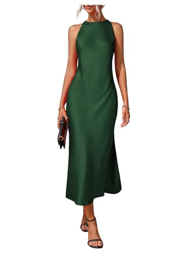 Image of Floerns Women's Elegant Sleeveless Crew Neck Maxi Dress Slit Cocktail Tank Dress
