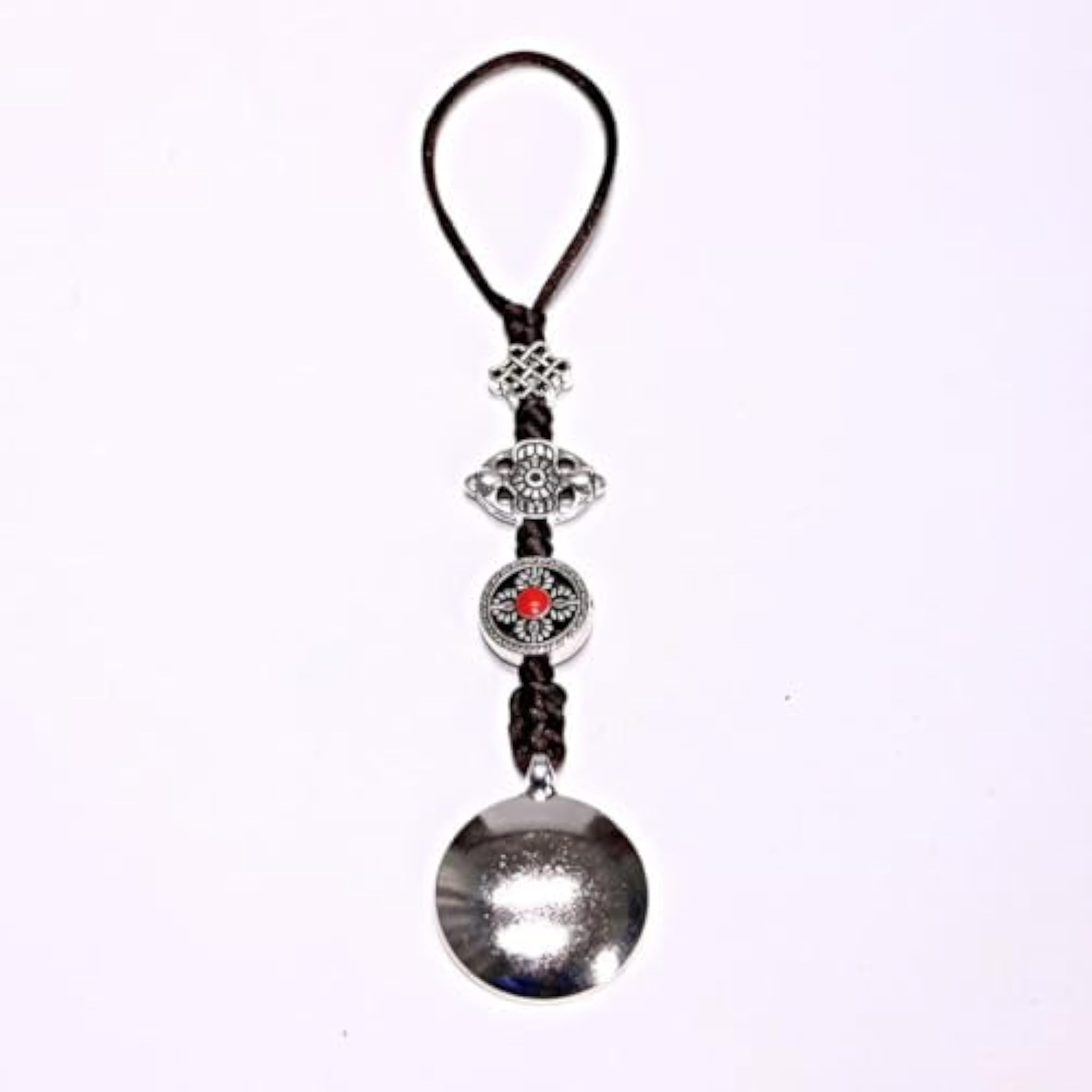 Tibetan Copper Mirror Amulet Pendant Necklace