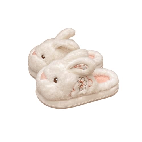 Pantuflas Women's Cute Bunny Slippers Cartoon Plush Rabbit Animal Slippers Winter Warm Indoor Home Bedroom Slippers Interesting Comfortable Furry House Shoes Zapatillas Creative Gift