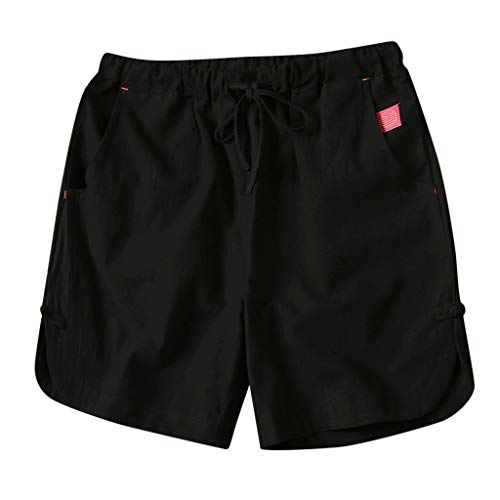 Pantalones Cortos de Hombres Lino de algodón Short Pantalón Corto de Verano Talla Grande Moda Color Sólido Bermudas Suelto Surf Deportivos Chándal Vacaciones MMUJERY