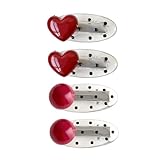 4Pcs Cute Polka Dot Hair Clips with Red Heart & Spherical Decor, Kawaii Barrettes, Cute Duckbill Clips, Y2K Hair Accessories for Women Girls