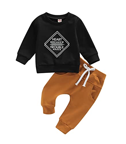 Image of Valentines Day Newborn Baby Boy Girls Clothes Letter Heart Printed Long Sleeve Romper Todder Pullover Tops Pants
