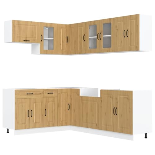 vidaXL Kalmar Kitchen Furniture Set, 11 Pieces, Artisan Oak Particle Board