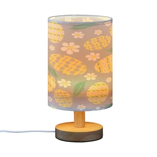 SDMKA Easter Pattern Bedside Table Lamp for Bedroom, Minimalist Nightstand Lamp with Round Fabric Shade for Living Room, Office, No Bulb Required