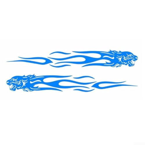 Lot de 2 autocollants réfléchissants en forme de flamme pour voiture et moto - Accessoires élégants et autocollants de véhicule (bleu)