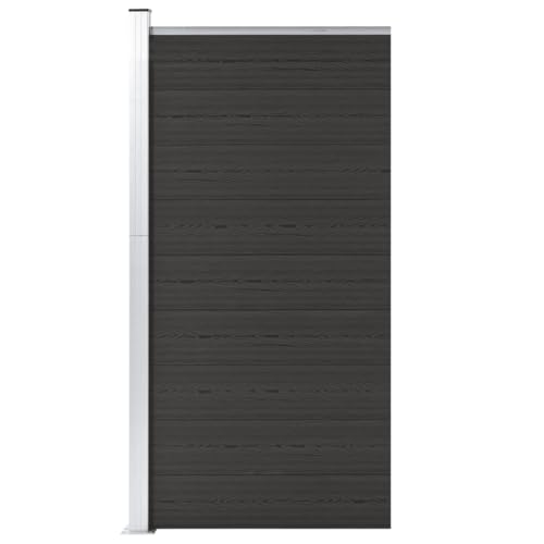 vidaXL Zaunelement Gartenzaun Sichtschutzzaun Lamellenzaun Windschutz Zaun Windschutzzaun Terrasse Stecksystem Lärmschutz WPC 95x186cm Schwarz