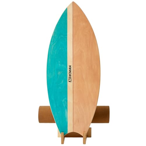 XCMAN Surf Balance Board Trainer with Roller Wooden Exercise Balancing Stability Trainer - Non Slip Surface for Adults |Balance Board Surfing,Snowboarding,Skateboarding,Hockey,Yoga