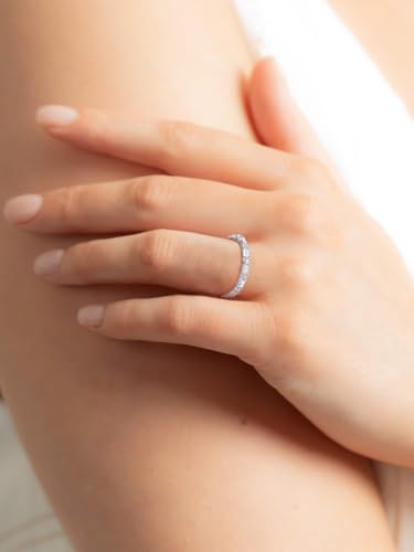 FWM D Color VVS1 Clarity Moissanite and Sapphire/Ruby/Emerald Rings for Women, Solid 925 Sterling Silver, Anniversary Birthday Mothers Day Jewelry Gift, Stackable Wedding Ring, Size 4-112