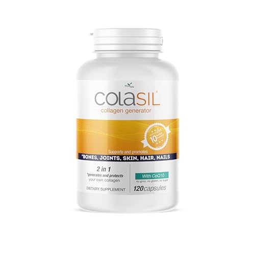 Colasil Collagen Booster Capsules Organic Silica (OSA) + Hydrolyzed Collagen Generator for Hair Skin Nails Bones & Joints High Absorption Non-GMO Allergen-Free 120 Capsules (60-Day Supply)