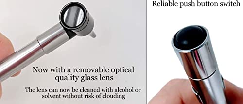 Ear Wax Curettes plus Third Generation Dr Mom Slimline Stainless LED Pocket Otoscope in HARD Travel CASE